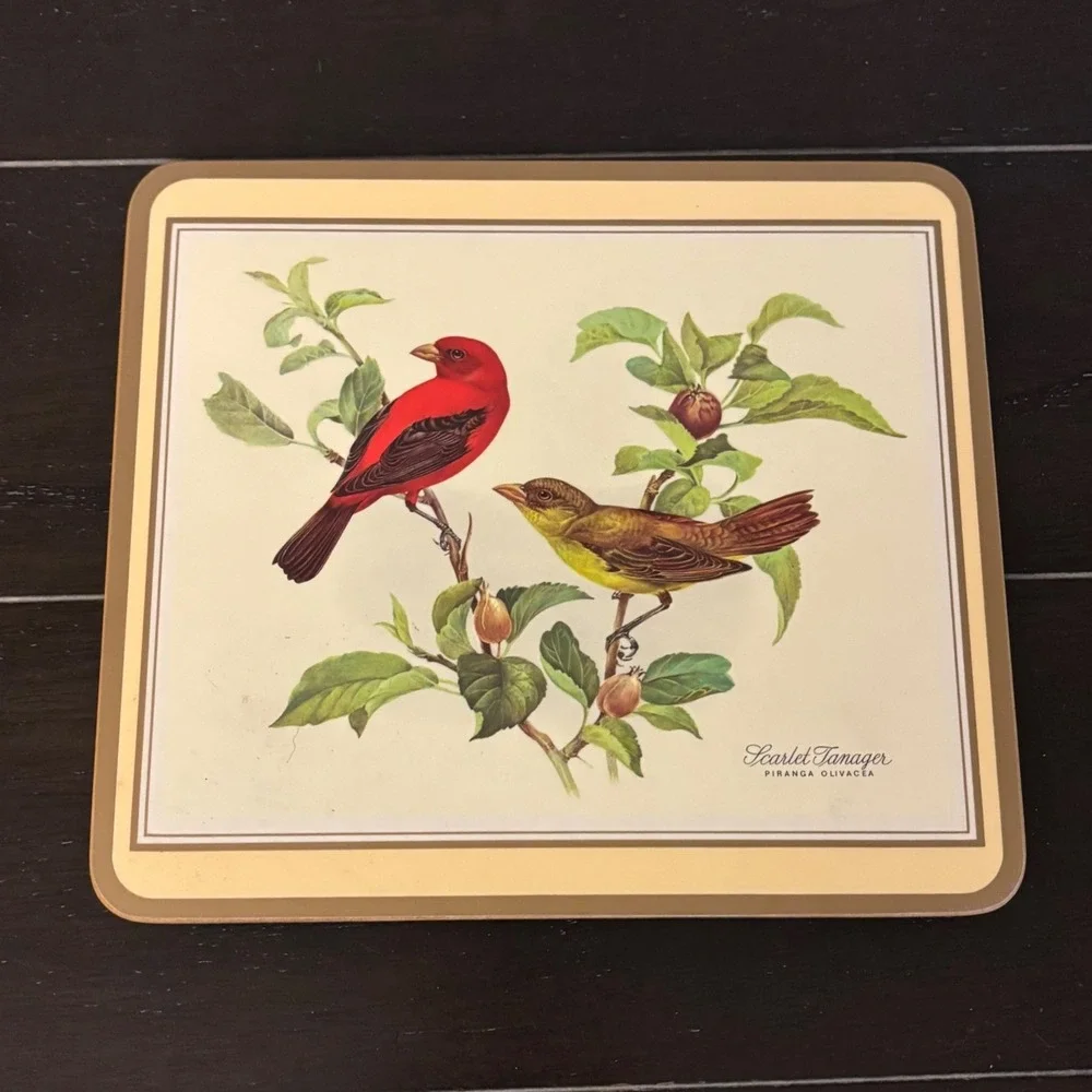 Pimpernel | Scarlet Tanager Bird | Cork Backed Placemat Trivet | England